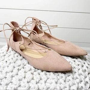 Old Navy Lace Up Ballet Flats Blush Pink Size 8M